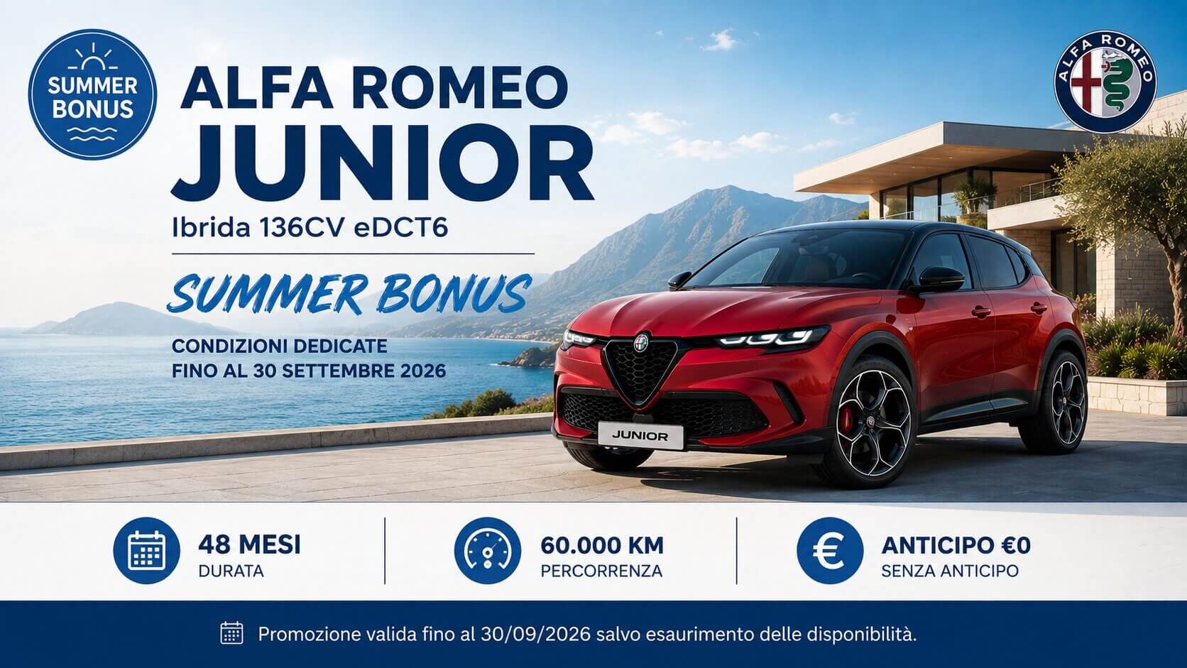 Alfa Romeo Junior Hybrid Summer Bonus 2026 - Noleggio a lungo termine