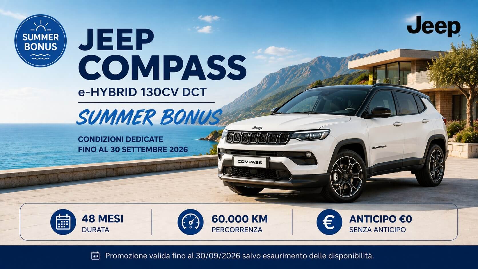 Jeep Compass e-Hybrid Summer Bonus 2026 - Noleggio a lungo termine